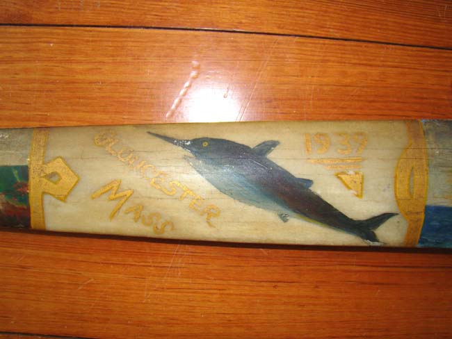 A RARE pair of Swordfish bill swords inscribed "J A P Gloucester, Mass., 1939" — image 4
